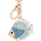 Llavero con Peluche de Tortuga Marina - Cristal Rhinestone y Metal, Diseño Marino para Bolso y Llave