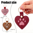Llavero para bolso de cuero con forma de corazón y pata - Recuerdo para dueños de perros y gatos