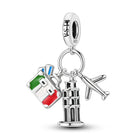 Llaveros Charms de Plata 925: Torre Eiffel, Coliseo, Arco del Triunfo - Luminosos y Elegantes