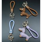 Llavero con Foto Personalizado - Sausage Dog PU Leather Colgante para Llaves, Regalo Original para H