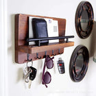 Llaveros Personalizados con Foto | Soporte de Pared de Madera con Estante y Ganchos para Llaveros, B
