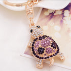 Llavero con Peluche de Tortuga Marina - Cristal Rhinestone y Metal, Diseño Marino para Bolso y Llave
