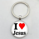 Llavero Coche I Love Jesus - Diseño Religioso con Vidrio Cabujón, Llavero para Coches Premium, Regal