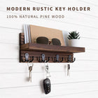 Llaveros Personalizados de Madera Rústica - Soporte de Pared con 4 Ganchos para Entrada, Organizador
