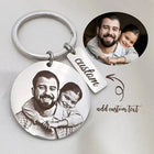 Llavero con Foto Personalizado - Llavero de Acero Inoxidable Grabado, Retrato Redondo, Regalo Único