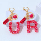 Charm para Bolsos Llavero Corazón Rojo Letras A-Z con Borlas, Colgante de Bolso Regalo para Mujer