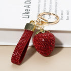 Llaveros Originales para Coche - Fresa de Diamantes Rojos Brillantes, Colgante para Bolso, Llavero E