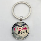 Llavero Coche I Love Jesus - Diseño Religioso con Vidrio Cabujón, Llavero para Coches Premium, Regal