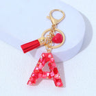 Charm para Bolsos Llavero Corazón Rojo Letras A-Z con Borlas, Colgante de Bolso Regalo para Mujer