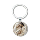 Llaveros Originales para Coche - Diseño Retro Virgen María con Gema del Tiempo, Llavero Premium para