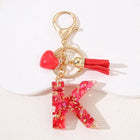 Llavero con Foto Personalizado: Inicial A-Z con Borla para Mujer, Regalo San Valentín