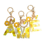 Llavero para moteros con inicial personalizada - Girasol amarillo fashion premium