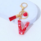 Charm para Bolsos Llavero Corazón Rojo Letras A-Z con Borlas, Colgante de Bolso Regalo para Mujer