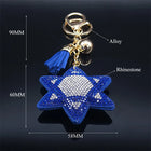 Llavero para Bolso Estrella de David Azul Cristal Turco - Amuleto de Protección Elegante