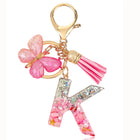 Bag Charm Personalizado: Llavero Letra Inicial Rosa con Colgante Mariposa - Accesorio Premium para B