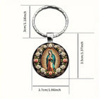 Llavero Retro Exquisito con Flores y Patrones Elegantes - Keychain de Vidrio y Aleación Premium