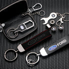 Llavero Ford Original de Cuero y Metal - Accesorio Premium para Mustang, Focus, Fiesta, Mondeo, Tran