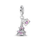 Llaveros Charms de Plata 925: Torre Eiffel, Coliseo, Arco del Triunfo - Luminosos y Elegantes