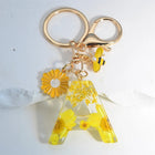 Llavero para moteros con inicial personalizada - Girasol amarillo fashion premium