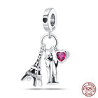 Llaveros Charms de Plata 925: Torre Eiffel, Coliseo, Arco del Triunfo - Luminosos y Elegantes