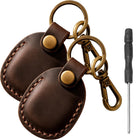 Llavero con AirTag de Cuero Genuino - Funda Protectora para Mascotas, Equipaje y Bolsos