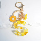 Llavero para moteros con inicial personalizada - Girasol amarillo fashion premium