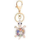 Llavero con Peluche de Tortuga Marina - Cristal Rhinestone y Metal, Diseño Marino para Bolso y Llave