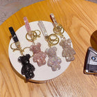 Llavero Llaves Coche de Oso con Pedrería - Llavero Elegante para Pareja, Llavero Decorativo para Bol