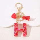 Llavero con Foto Personalizado: Inicial A-Z con Borla para Mujer, Regalo San Valentín