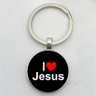 Llavero Coche I Love Jesus - Diseño Religioso con Vidrio Cabujón, Llavero para Coches Premium, Regal