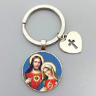 Llavero para Bolso Sagrado Corazón de Jesús y Virgen María - Joyería Religiosa Premium
