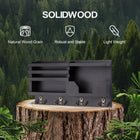 Llavero de Pared de Madera Natural con 4 Ganchos Dobles - Organizador de Correo Rústico para Hogar