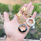 Bag Charm Premium de Trébol de 4 Hojas con Flor de Cristal - Llavero Elegante para Bolso