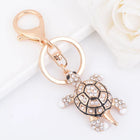 Llavero con Peluche de Tortuga Marina - Cristal Rhinestone y Metal, Diseño Marino para Bolso y Llave