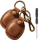 Llavero con AirTag de Cuero Genuino - Funda Protectora para Mascotas, Equipaje y Bolsos