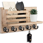 Llaveros Personalizados Metal - Perchero de Pared con Estante para Correo y 5 Ganchos
