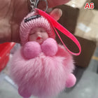 Llavero con Peluche Pompom Bebé Durmiendo - Suave y Esponjoso Llavero de Peluche para Mujer, Decorac