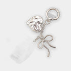 Bag Charm Coquette Aesthetic Llavero para Bolso con Colgante Corazón Plateado y Peine Acetato