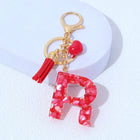 Charm para Bolsos Llavero Corazón Rojo Letras A-Z con Borlas, Colgante de Bolso Regalo para Mujer