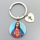 Llavero para Bolso Sagrado Corazón de Jesús y Virgen María - Joyería Religiosa Premium