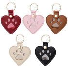 Llavero para bolso de cuero con forma de corazón y pata - Recuerdo para dueños de perros y gatos