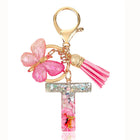 Bag Charm Personalizado: Llavero Letra Inicial Rosa con Colgante Mariposa - Accesorio Premium para B