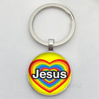 Llavero Coche I Love Jesus - Diseño Religioso con Vidrio Cabujón, Llavero para Coches Premium, Regal