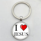 Llavero Coche I Love Jesus - Diseño Religioso con Vidrio Cabujón, Llavero para Coches Premium, Regal