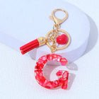 Charm para Bolsos Llavero Corazón Rojo Letras A-Z con Borlas, Colgante de Bolso Regalo para Mujer