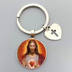 Llavero para Bolso Sagrado Corazón de Jesús y Virgen María - Joyería Religiosa Premium