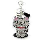 Llavero con Peluche de Gato Brillante - Colgante de Bolso con Cristales y Borla Negra para Mujer y H