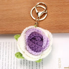 Llaveros Personalizados Sweet Rose Flower - Llavero Crochet Rosa para Parejas, Regalo Artesanal Prem