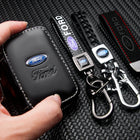 Llavero Ford Original de Cuero y Metal - Accesorio Premium para Mustang, Focus, Fiesta, Mondeo, Tran