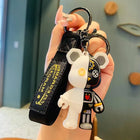 Llavero a Crochet para Hombre - Oso Mecánico de PVC y Cuero, Colgante Robot Moderno